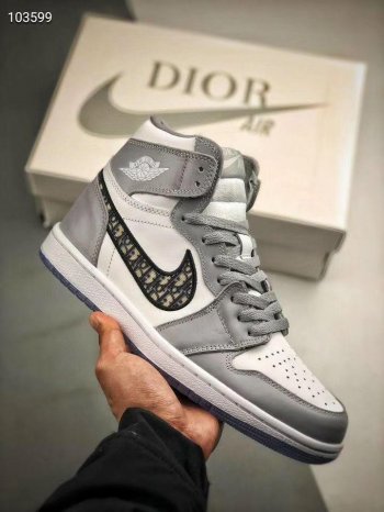 Dior x Air Jordan 1 Low White Grey Men Sneakers 2020