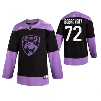 Men's Florida Panthers Sergei Bobrovsky Practice Black Hockey Fights Cancer Jersey