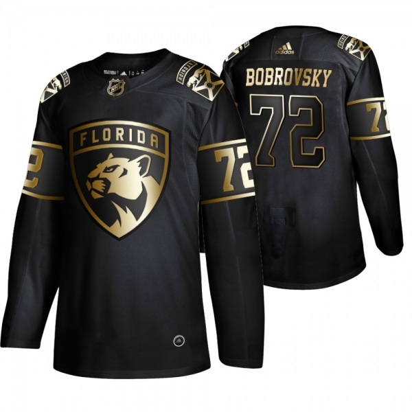 Men's Florida Panthers Sergei Bobrovsky Black NHL Golden Edition Authentic Jersey