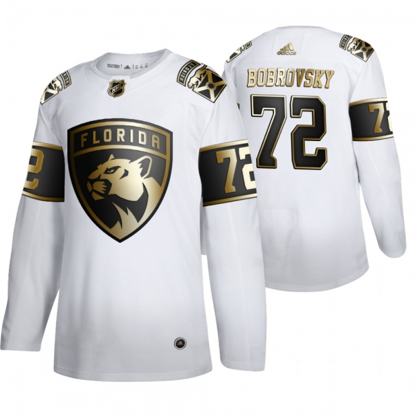 Men's Sergei Bobrovsky Florida Panthers White NHL Golden Edition Authentic Jersey