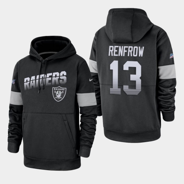 Men's Las Vegas Raiders 100th Season Hunter Renfrow Sideline Team Logo Pullover Hoodie - Black