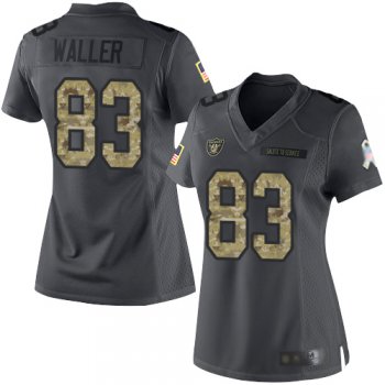 Women's #83 Oakland Raiders Darren Waller Limited Black Jersey: Football 2016 Salute to Service