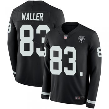 Youth #83 Oakland Raiders Darren Waller Limited Black Jersey: Football Therma Long Sleeve