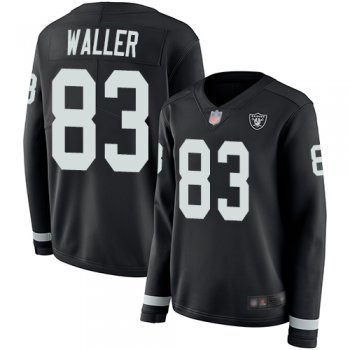 Women's #83 Oakland Raiders Darren Waller Limited Black Jersey: Football Therma Long Sleeve