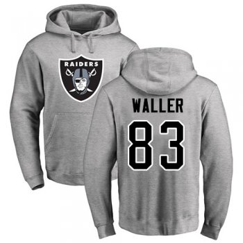 Men's #83 Oakland Raiders Darren Waller Name & Number Logo Ash : Football Pullover Hoodie