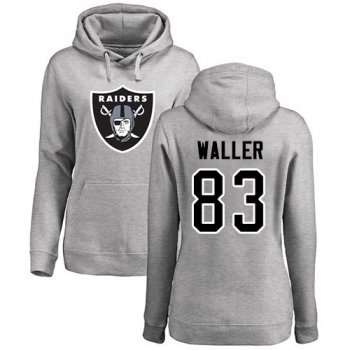 Women's #83 Oakland Raiders Darren Waller Name & Number Logo Ash : Football Pullover Hoodie