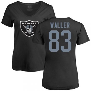 Women's #83 Oakland Raiders Darren Waller Name & Number Logo Black : Football T-Shirt