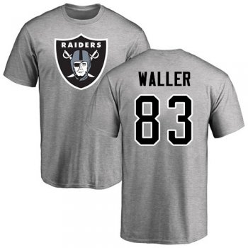 Men's #83 Oakland Raiders Darren Waller Name & Number Logo Ash : Football T-Shirt