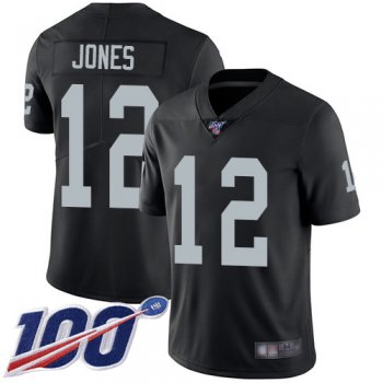 Youth #12 Oakland Raiders Zay Jones Limited Home Black Jersey: Football 100th Season Vapor Untouchable