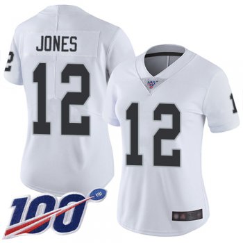 Women's #12 Oakland Raiders Zay Jones Limited Road White Jersey: Football 100th Season Vapor Untouchable