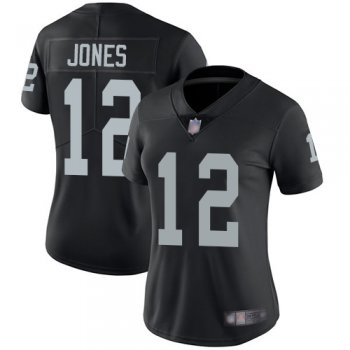 Women's #12 Oakland Raiders Zay Jones Limited Home Black Jersey: Football Vapor Untouchable