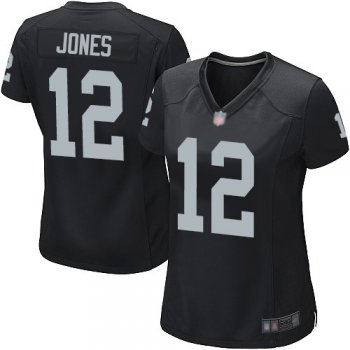 Women's #12 Oakland Raiders Zay Jones Game Home Black Jersey: Football