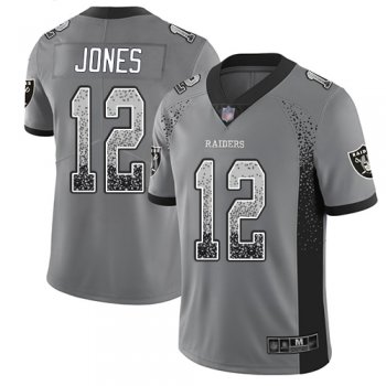 Men's #12 Oakland Raiders Zay Jones Limited Gray Jersey: Football Rush Drift Fashion