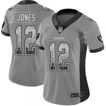 Women's #12 Oakland Raiders Zay Jones Limited Gray Jersey: Football Rush Drift Fashion