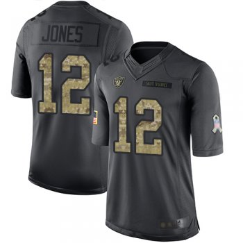 Men's #12 Oakland Raiders Zay Jones Limited Black Jersey: Football 2016 Salute to Service