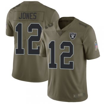 Men's #12 Oakland Raiders Zay Jones Limited Olive Jersey: Football 2017 Salute to Service