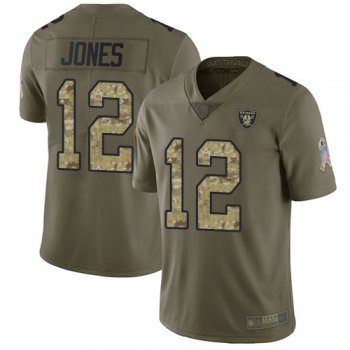 Youth #12 Oakland Raiders Zay Jones Limited Olive/Camo Jersey: Football 2017 Salute to Service