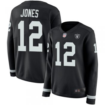 Women's #12 Oakland Raiders Zay Jones Limited Black Jersey: Football Therma Long Sleeve