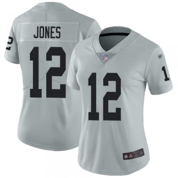 Women's #12 Oakland Raiders Zay Jones Limited Silver Jersey: Football Inverted Legend