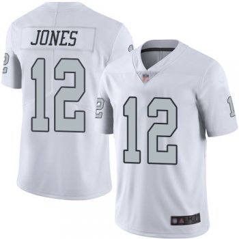 Men's #12 Oakland Raiders Zay Jones Elite White Jersey: Football Rush Vapor Untouchable