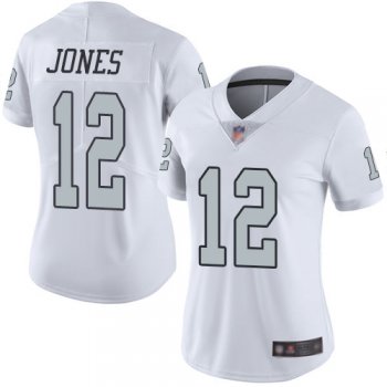 Women's #12 Oakland Raiders Zay Jones Limited White Jersey: Football Rush Vapor Untouchable