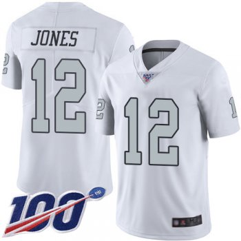 Youth #12 Oakland Raiders Zay Jones Limited White Jersey: Football 100th Season Rush Vapor Untouchable