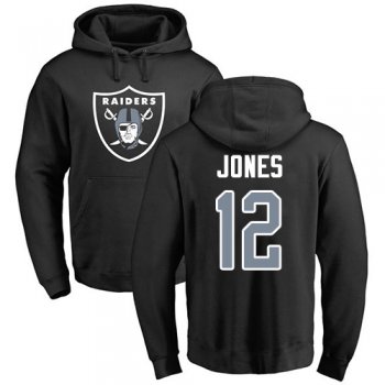 Men's #12 Oakland Raiders Zay Jones Name & Number Logo Black : Football Pullover Hoodie