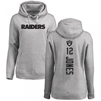 Women's #12 Oakland Raiders Zay Jones Backer Ash : Football Pullover Hoodie