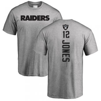 Men's #12 Oakland Raiders Zay Jones Backer Ash : Football T-Shirt