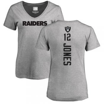 Women's #12 Oakland Raiders Zay Jones Backer Ash : Football T-Shirt