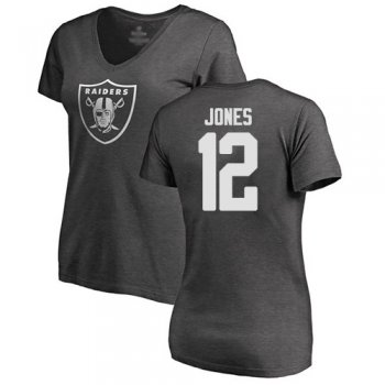 Women's #12 Oakland Raiders Zay Jones One Color Ash : Football T-Shirt