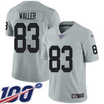 Youth #83 Oakland Raiders Darren Waller Limited Silver Jersey: Football 100th Season Inverted Legend