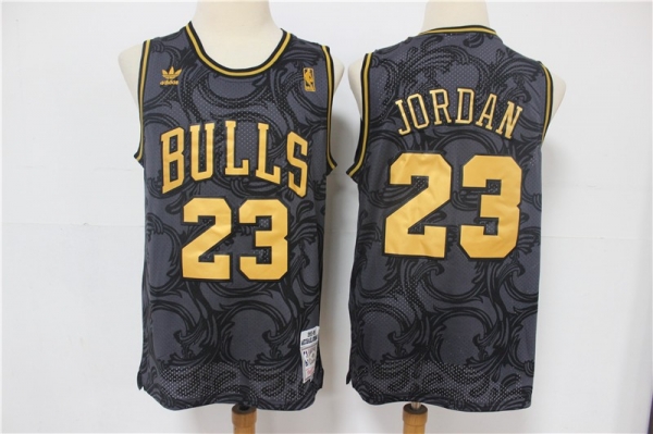 NBA Bulls 23 Michael Jordan Black Hardwood Classics Men Jersey