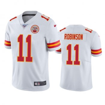 Men's Kansas City Chiefs Demarcus Robinson White 100th Season Vapor Limited Jersey