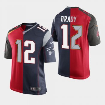 Men's Tampa Bay Buccaneers #12 Tom Brady Split GOAT Jersey - Red Navy