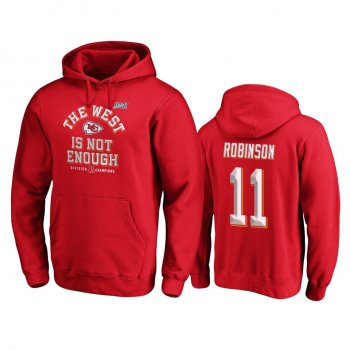 Men's Kansas City Chiefs Demarcus Robinson Red 2019 AFC West Division Champions Cover Two Pullover Hoodie