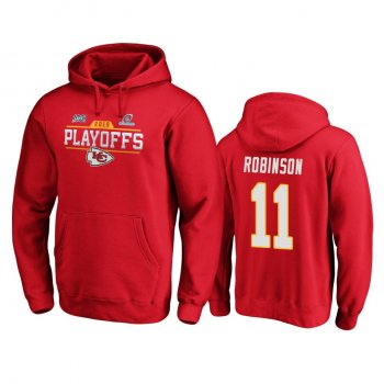 Men's Kansas City Chiefs Demarcus Robinson Red 2019 NFL Playoffs Bound Chip Shot Pullover Hoodie