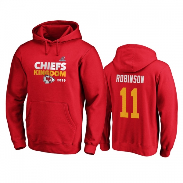 Men's Kansas City Chiefs Demarcus Robinson Red 2019 NFL Playoffs Bound Hometown Checkdown Pullover Hoodie