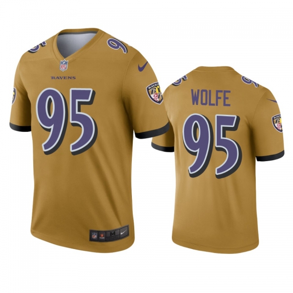 Men's Baltimore Ravens Derek Wolfe Gold Inverted Legend Jersey