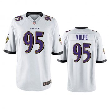 Men's Baltimore Ravens Derek Wolfe White Game Jersey