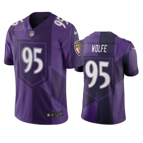 Men's Baltimore Ravens Derek Wolfe Purple City Edition Vapor Limited Jersey