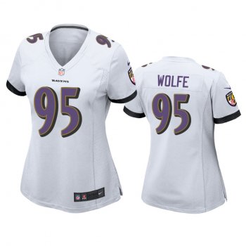 Women's Baltimore Ravens Derek Wolfe White Game Jersey