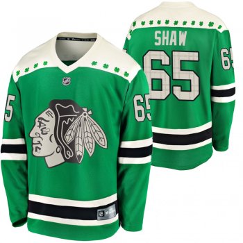 Blackhawks Andrew Shaw #65 Green 2020 St. Patrick's Day Replica Player Jersey