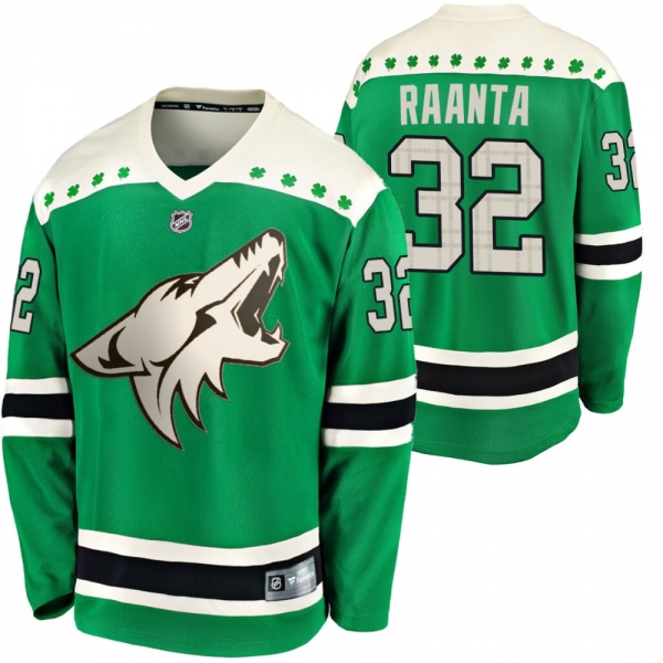 Coyotes Antti Raanta #32 Green 2020 St. Patrick's Day Replica Player Jersey