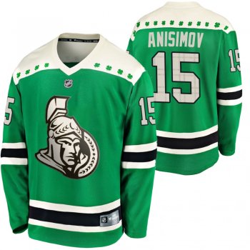 Senators Artem Anisimov #15 Green 2020 St. Patrick's Day Replica Player Jersey