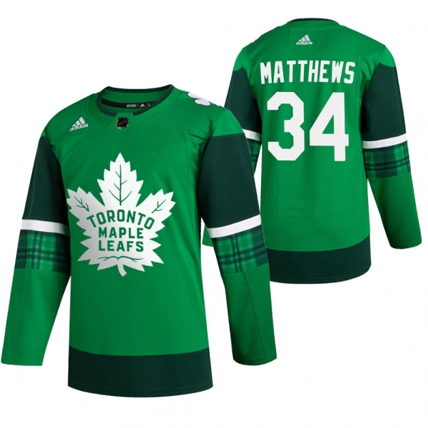 Toronto Maple Leafs Auston Matthews #34 Green 2020 St. Patrick's Day Leafs Forever Jersey