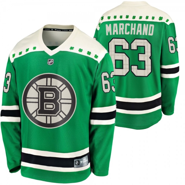 Bruins Brad Marchand #63 Green 2020 St. Patrick's Day Replica Player Jersey