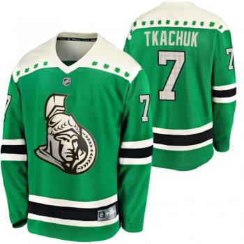 Senators Brady Tkachuk #7 Green 2020 St. Patrick's Day Replica Player Jersey