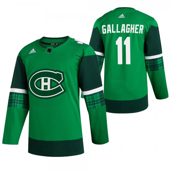 Canadiens Brendan Gallagher #11 Green 2020 St. Patrick's Day Authentic Player Jersey