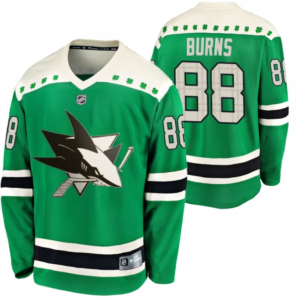 Sharks Brent Burns #88 Green 2020 St. Patrick's Day Replica Player Jersey